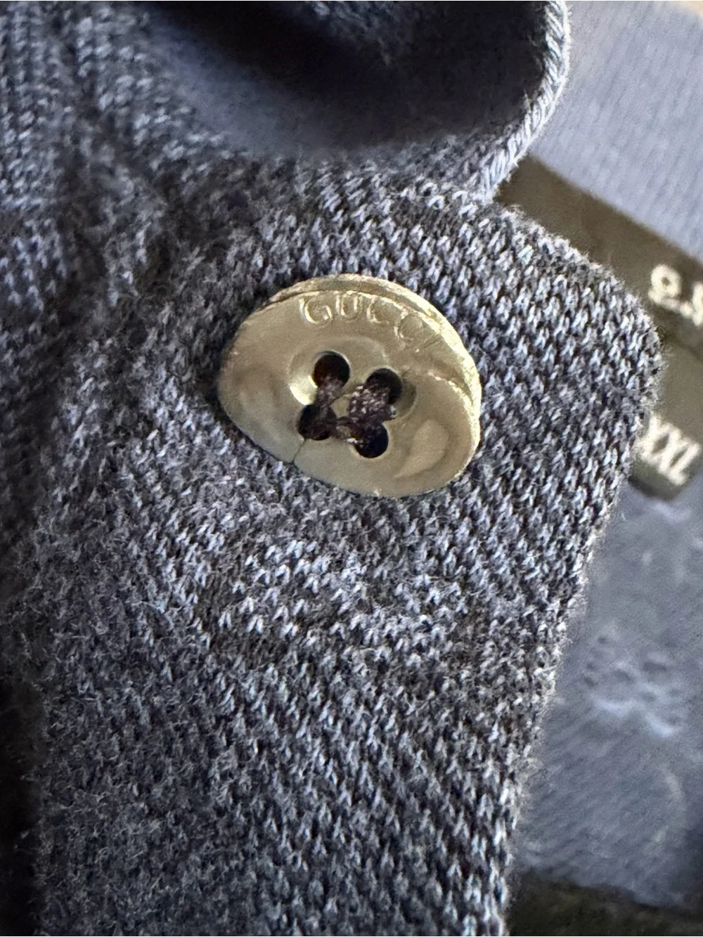 Gucci VTG 07 Navy Blue Logo Jacquard Polo with Contrast Collar